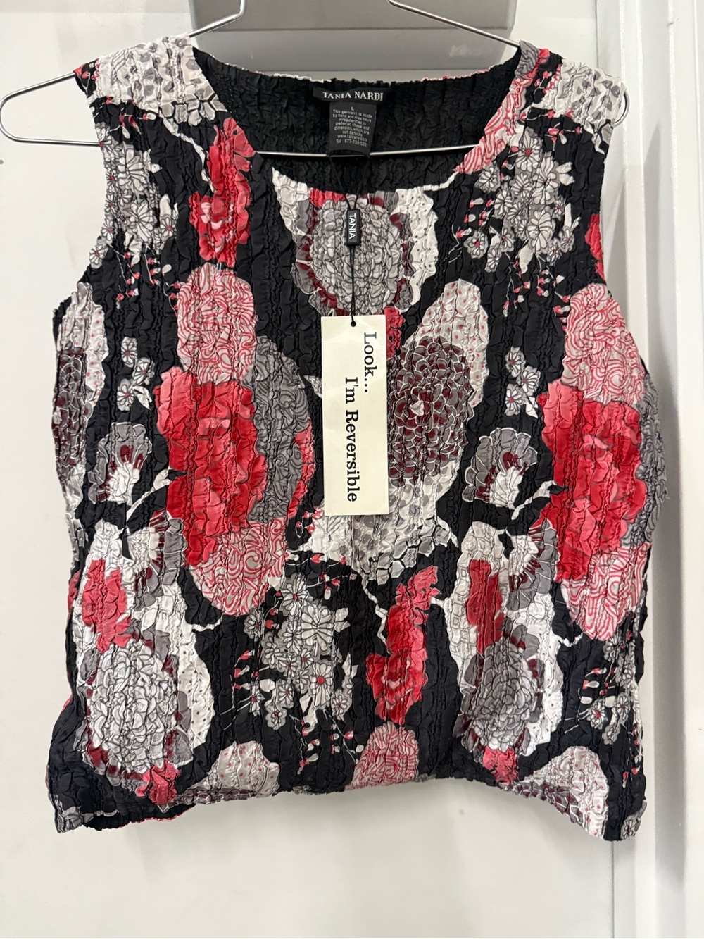 Reversible Floral Sleeveless Top - Black, Red, White